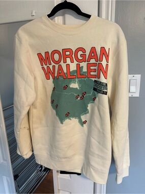 Morgan Wallen Cream Tour Sweatshirt with Red Logo